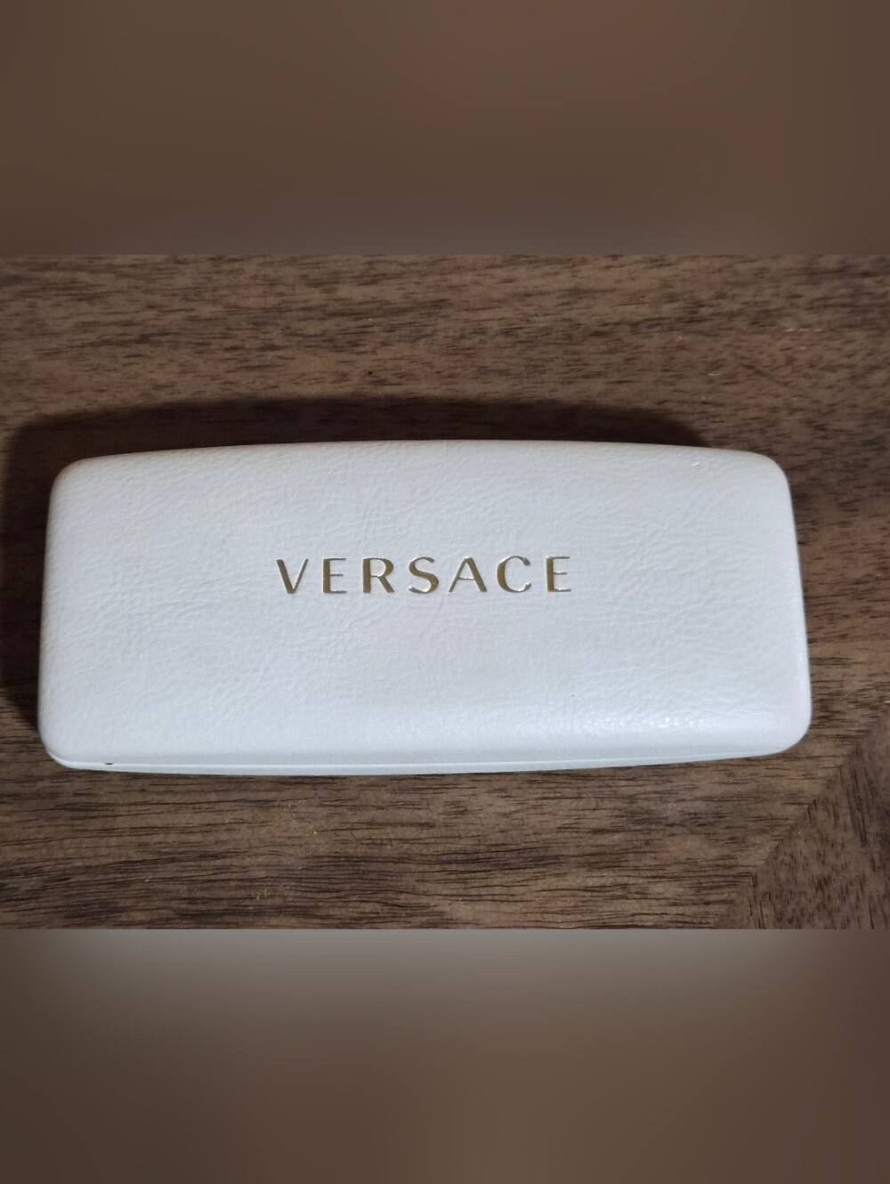 Versace White Sunglasses Case with Gold Logo